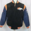 Buy Noland Mens NFL Denver Broncos Suede Leather Varsity Jacket For Men And Women