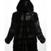 Buy Now Carol Mink Fur Black Hooded Long Zipper Coat For Sale