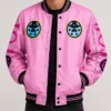 Buy Now JoJos Bizarre Adventure Giorno Giovanna Full Snap Pink Varsity Jacket