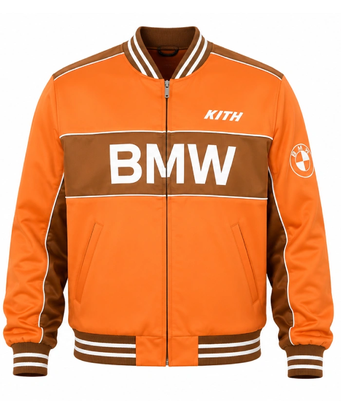 Buy Now Kith x Bmw Orange Zip Up Varsity Jacket