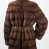 Buy Now Megan Mink Fur Belted Brown Long Coat For Sale