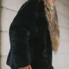 Buy Now Melany Mongolian Mink Fur Black Mid Length Coat For Sale