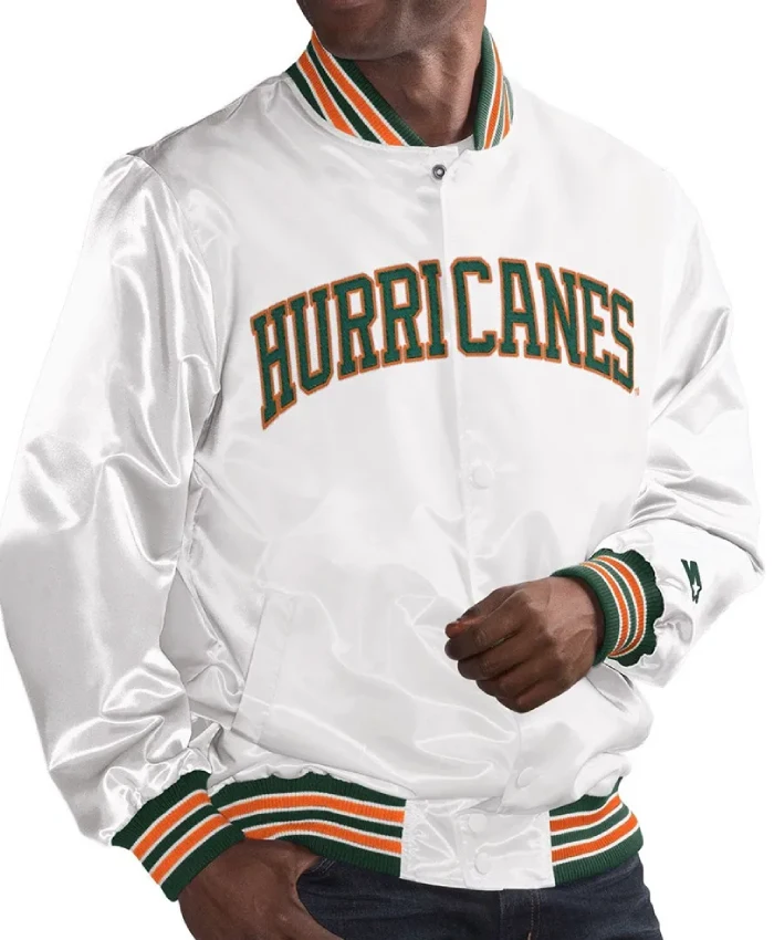 Buy Now Starter Miami Hurricanes Bomber Satin Jacket