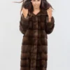 Buy Now Stuart Mink Fur Long Hooded Long Brown Coat For Sale
