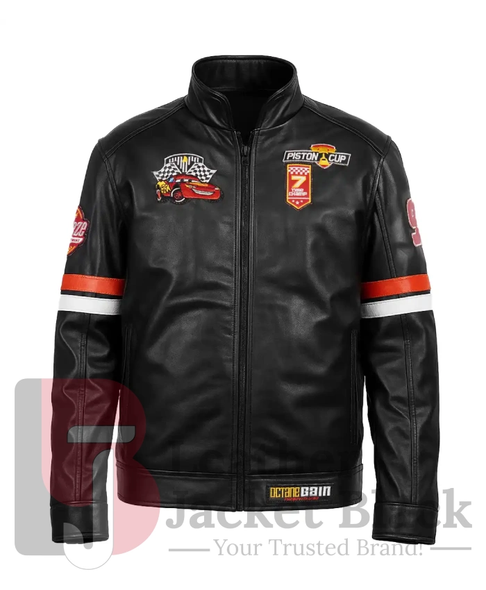 Lightning Mcqueen Racer Black Leather Jacket