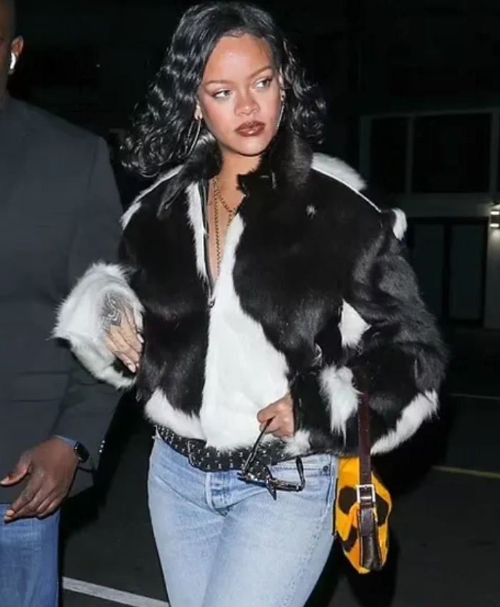 Buy Rihanna Cow Print Fall Trend PU Fur Jacket For Sale
