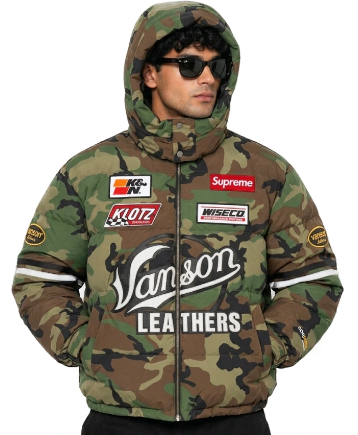 Supreme x Vanson Leathers Cordura Down Jacket in Camouflage
