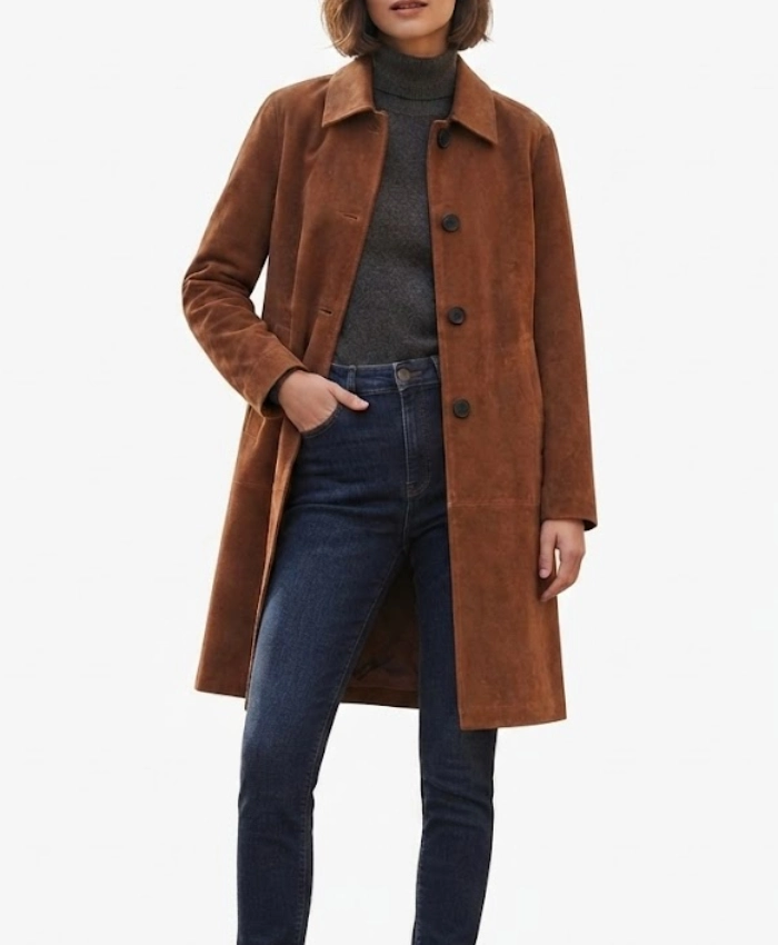 Buy TV Series The Gentlemen 2026 Benedetta Porcaroli Brown Suede Leather Coat