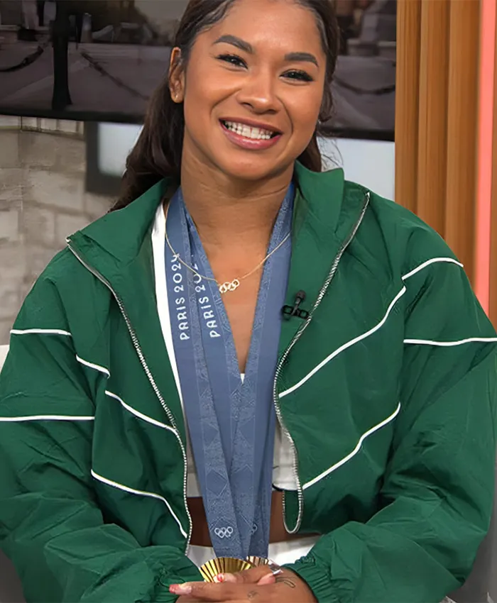 CBS Mornings Jordan Chiles Green Track Jacket