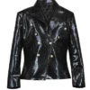 CBS Mornings Mary J Blige Leather Blazer In Black