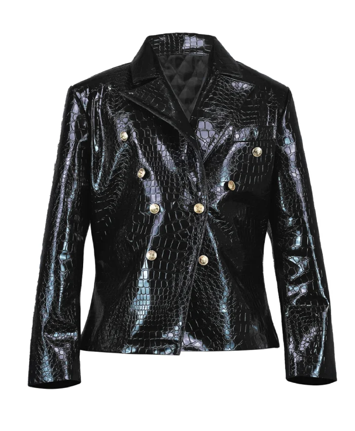 CBS Mornings Mary J Blige Leather Blazer In Black