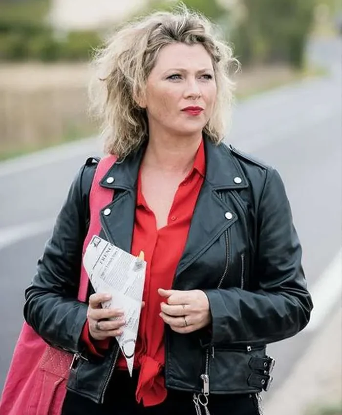 Candice Renoir Cecile Bois Black Biker Leather Jacket