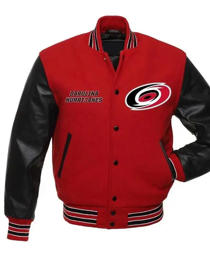 Carolina Hurricanes Wool Varsity Red And Black Jacket