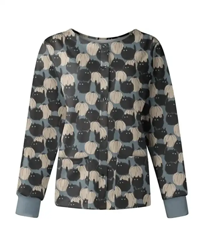 Catspump Grey Halloween Scrub Cotton Jacket