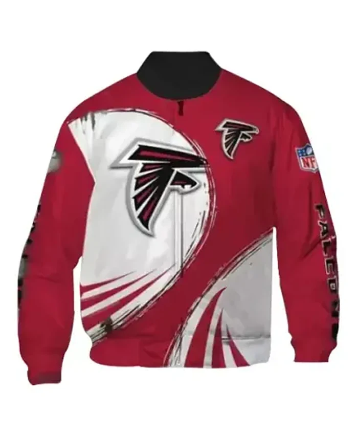 Charlie Atlanta Falcons NFL Red and White Bomber Jacket