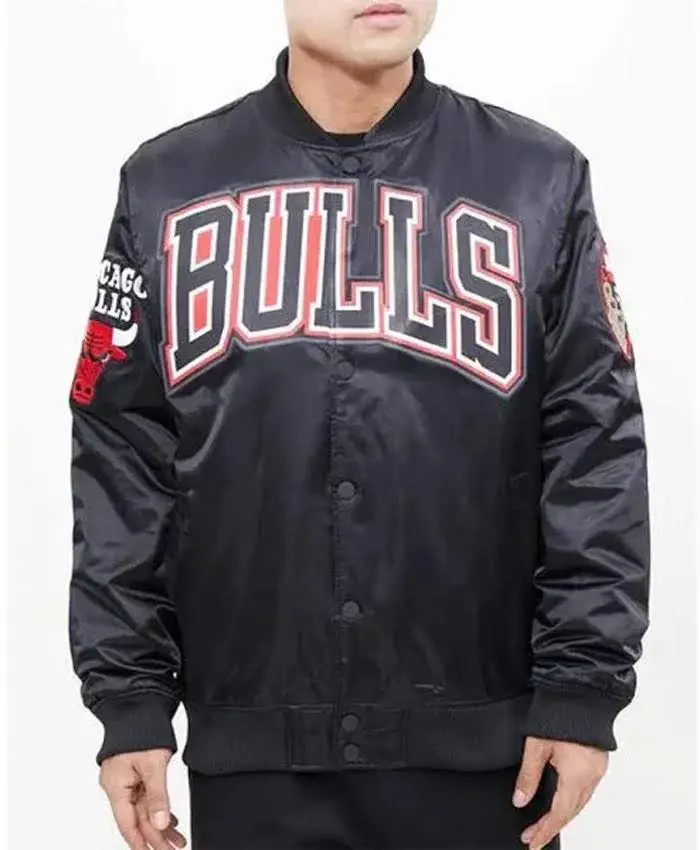 Chicago Bulls Red Big Logo Varsity Jacket For Sale