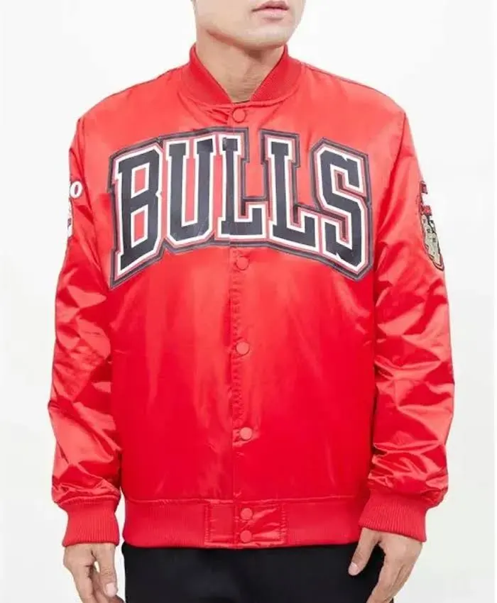 Chicago Bulls Red Big Logo Varsity Jacket