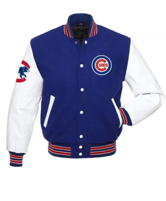 Chicago Cubs Blue And White Letterman Varsity Jacket