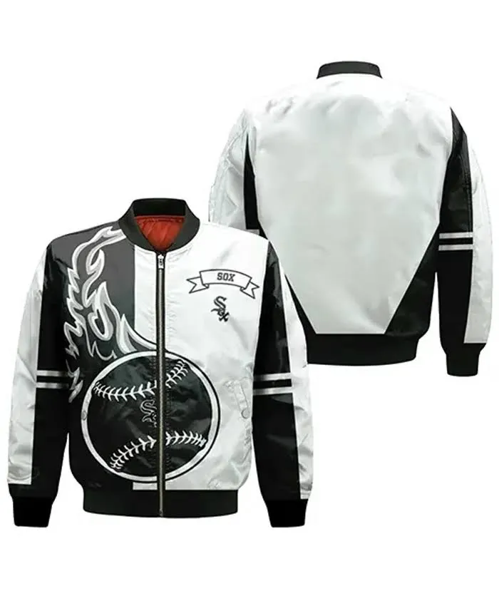 Chicago White Sox 3D Vintage Bomber Jacket - Image 3