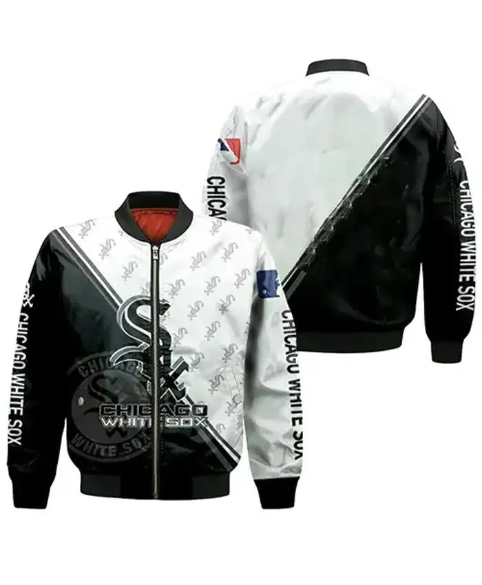 Chicago White Sox 3D Vintage Bomber Jacket - Image 2