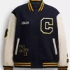 Coach Wool Navy and Off White Varsity Jacket