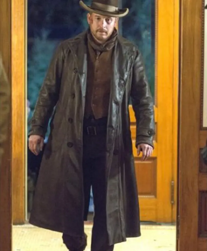 Cole Hauser Yellowstone Black Leather Long Coat
