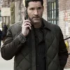 Colin Glass CIA TV Series Season 01 Tom Ellis Green and Brown Quilted Jacket Sale