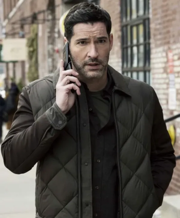 Colin Glass CIA TV Series Season 01 Tom Ellis Green and Brown Quilted Jacket Sale