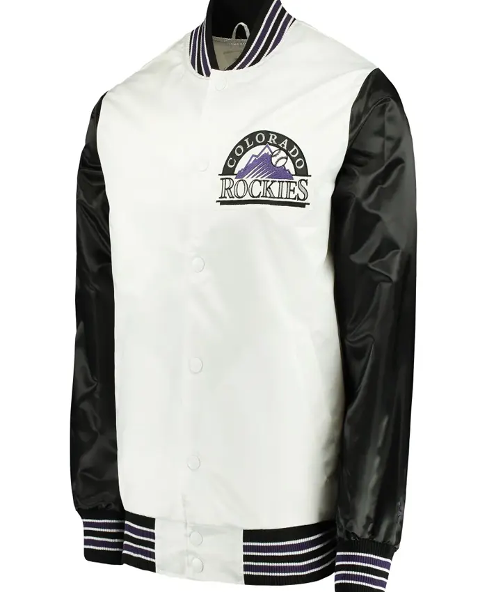 Colorado Rockies The Legend White And Black Satin Varsity Jacket