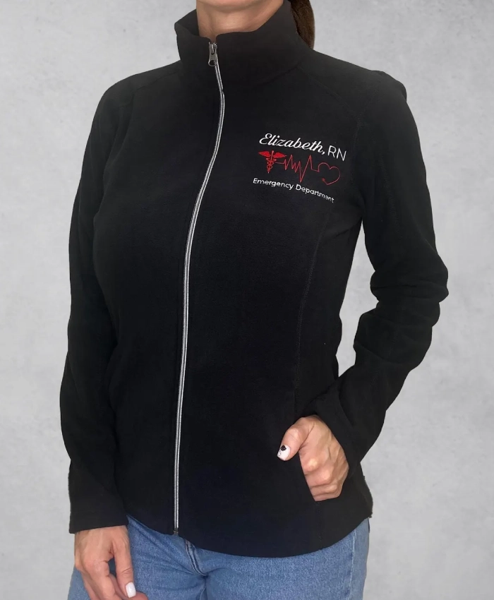 Custom Embroidered Assistant Personalized Nurse Black Fleece Jacket