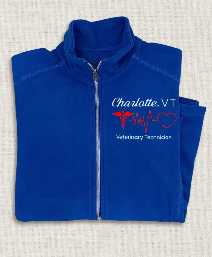 Custom Embroidered Assistant Personalized Nurse Blue Fleece Jacket