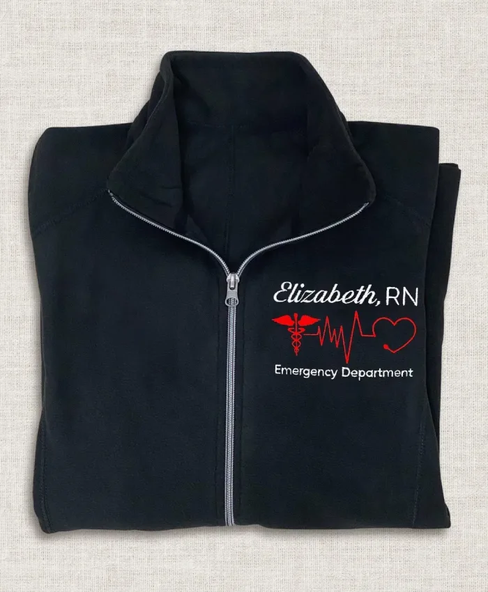 Custom Embroidered Assistant Personalized Nurse Fleece Black Jacket