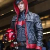 DC Comic Jason Todd Arkham Knight Leather Hooded Jacket