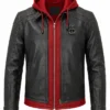 DC Comic Jason Todd Arkham Knight Red Hood Leather Hooded Jacket