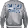 NFL Dallas Cowboys Starter Team Logo Printed Full Snap Grey Satin Jacket for Men