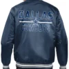 NFL Dallas Cowboys Starter Team Logo Printed Full Snap Navy Satin Jacket for Men
