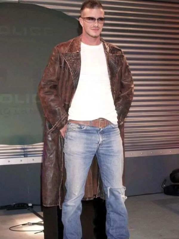 David Beckham Leather Trench Coat
