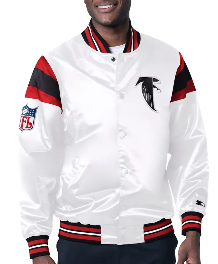 Davin Atlanta Falcons White and Red Bomber Jacket