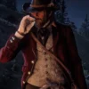 Dead Redemption 2 Frock Maroon Leather Coat Red
