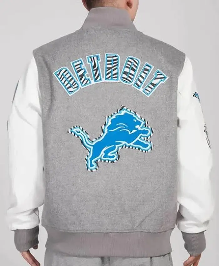 Detroit Lions Animal Patches Wool Varsity Jacket