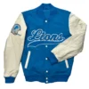 Detroit Lions Complete Game Blue and Off White Varsity Jacket