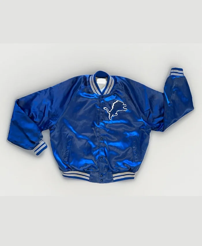 Detroit Lions Locker Blue Bomber Satin Jacket