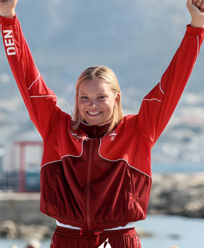 Dinghy Medal Ceremony 2024 Anne Marie Rindom Red Tracksuit