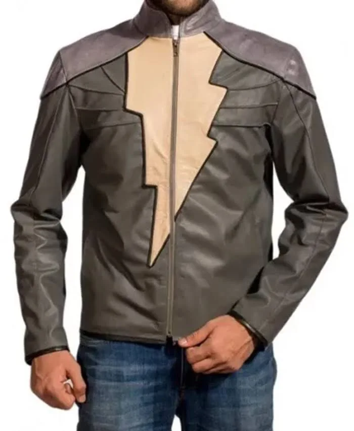 Dwayne Johnson Black Adam Bolt Design Leather Jacket
