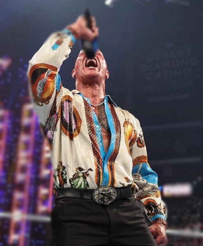 Dwayne The Rock Johnson WWE SmackDown Versace Shirt Multicolor