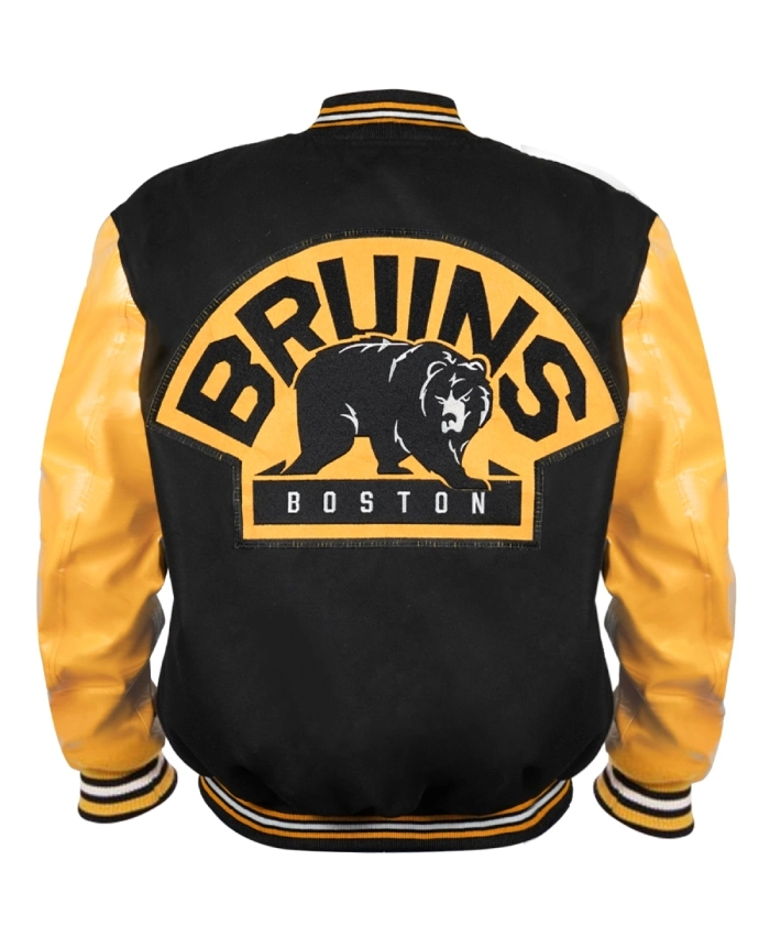 NHL Boston Bruins Leather Bomber Jacket - Image 5