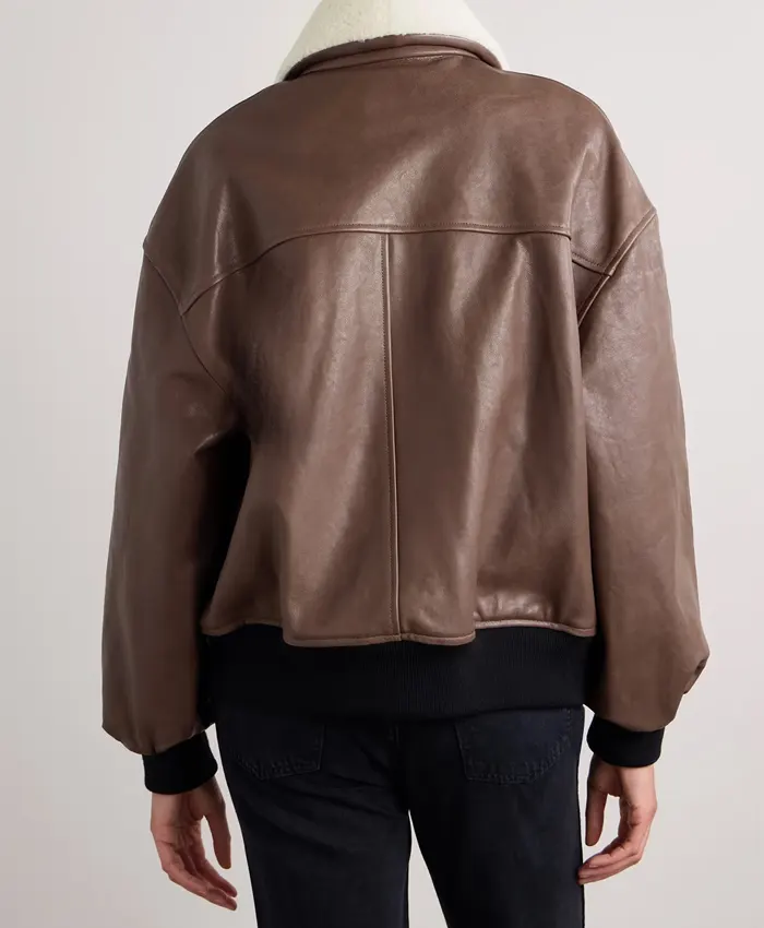 Eddie Shearling Collar Leather Bomber Jacket