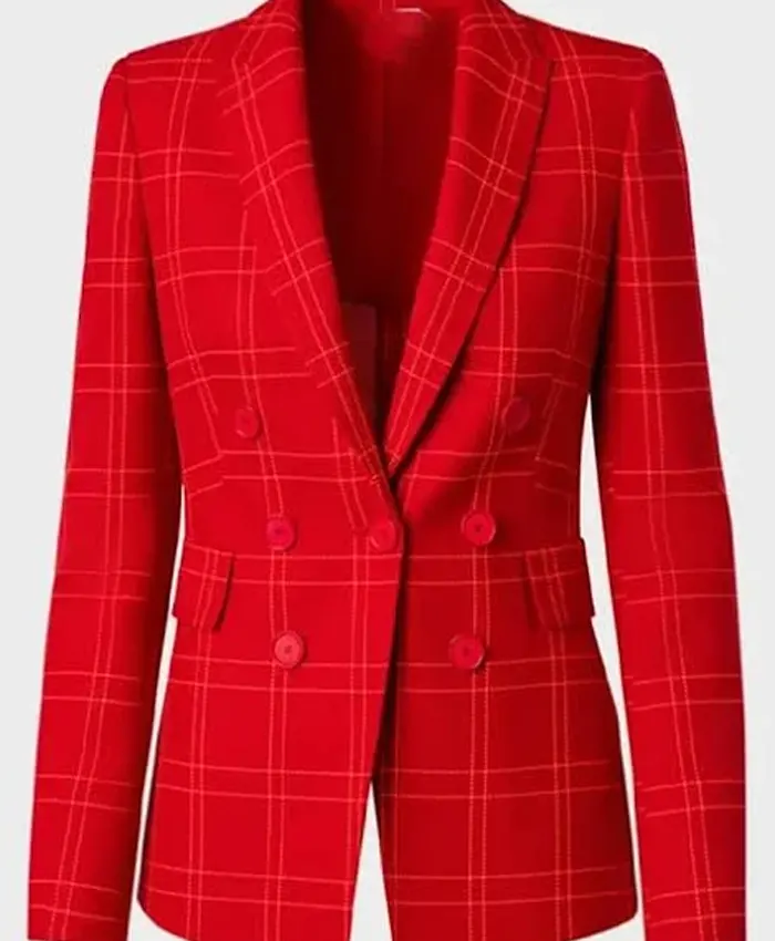 Elsbeth 2024 Carrie Preston Red Plaid Blazer - Image 2