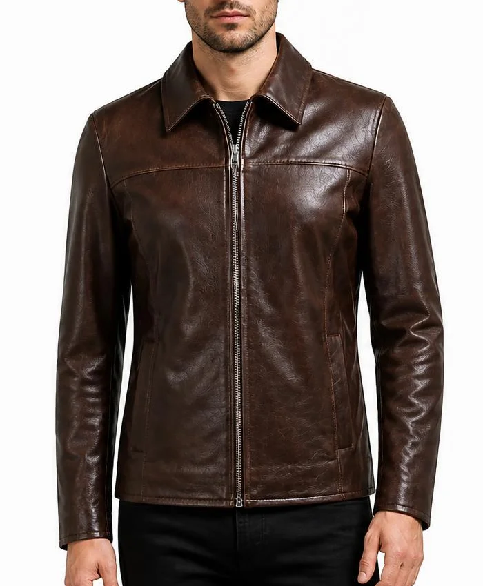 Emily Ratajkowski NYC Brown Leather Jacket Mens