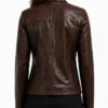 Emily Ratajkowski NYC Brown Leather Jacket Women
